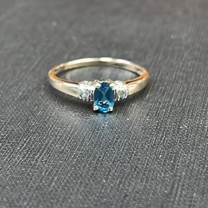Solid 10k Topaz and Diamond Ring